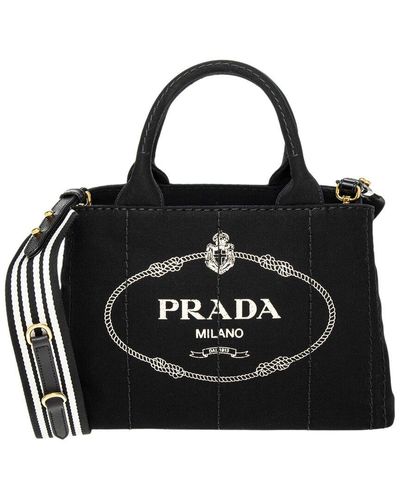 Prada Small Canvas Tote - Black