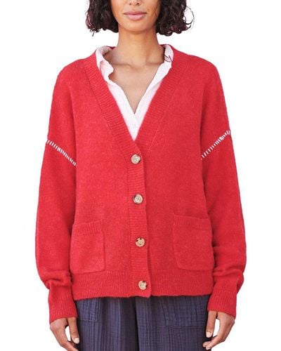Sundry Boxy Wool-blend Cardigan - Red