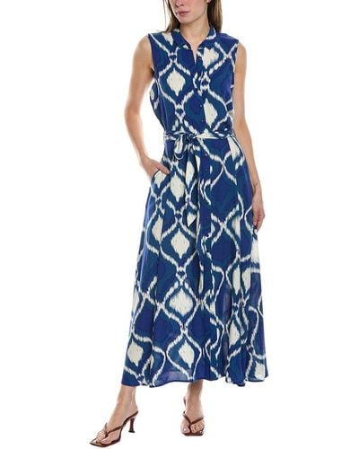 Ellen Tracy Maxi Shirtdress - Blue