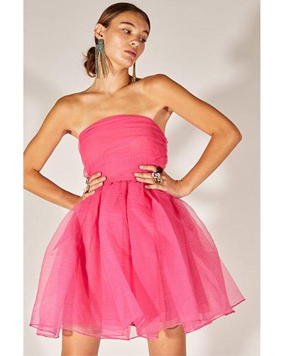 Cynthia Rowley Valeria Organza Strapless Mini Dress - Pink