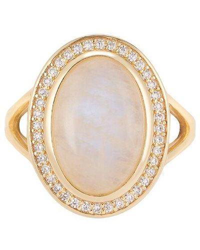 Adornia Fine Jewellery 14k Over Silver 7.00 Ct. Tw. Moonstone Cz Halo Ring - White