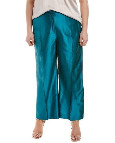 Marina Rinaldi Plus Raggiox Silk Trouser - Blue
