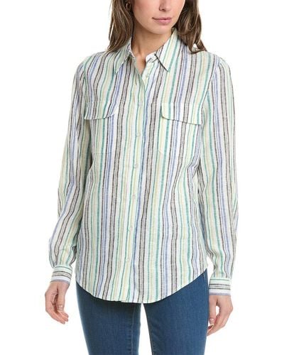 Jones New York Slim Fit Utility Stripe Linen-blend Shirt - Blue