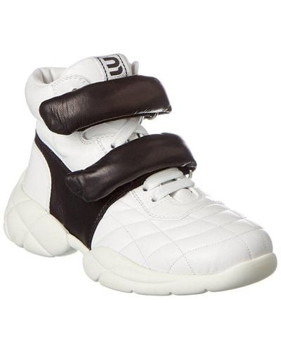 Miu Miu Leather High-top Sneaker - White