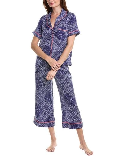 Room Service Pjs 2pc Top & Crop Pant Pajama Set - Blue