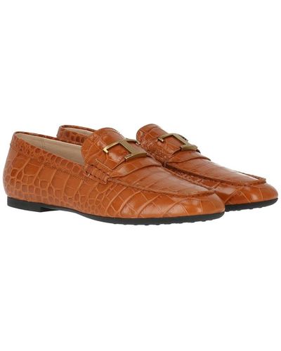Tod's Croc-embossed Leather Loafer - Brown