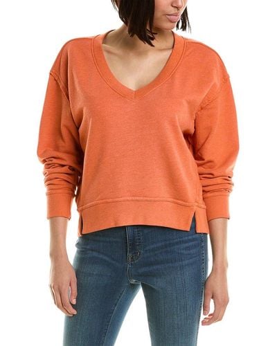 Michael Stars Camila V-neck Cropped Sweatshirt - Orange