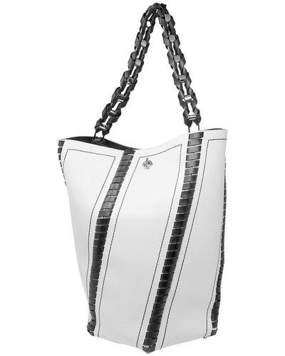 Proenza Schouler Leather Stitched Bucket Bag (Authentic Pre-Owned) - White
