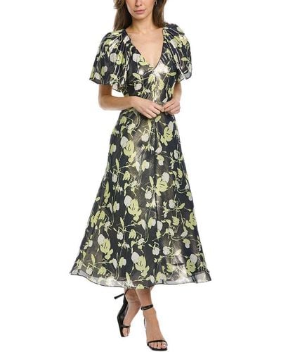 Tanya Taylor Evette Linen & Silk-blend Mini Dress - Green