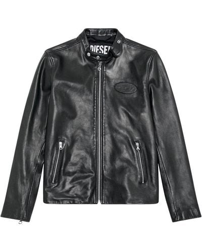 DIESEL Metal Leather Jacket - Black