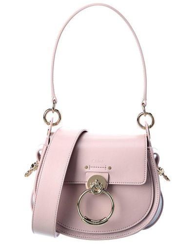 Chloé Tess Small Leather & Suede Shoulder Bag - Pink