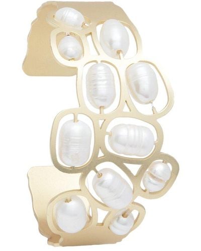 Saachi Pearl Cuff Bracelet - White