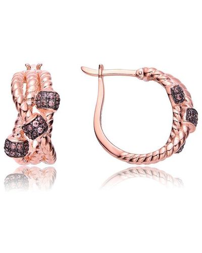 Genevive Jewelry Silver Cz Clip-on Earrings - Pink