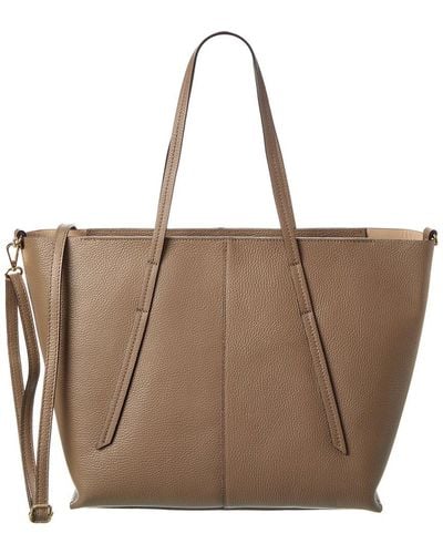Italian Leather Top Handle Shoulder Bag - Brown