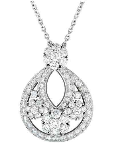 Van Cleef & Arpels Platinum 3.05 Ct. Tw. Diamond Snowflake Necklace (Authentic Pre-Owned) - Metallic