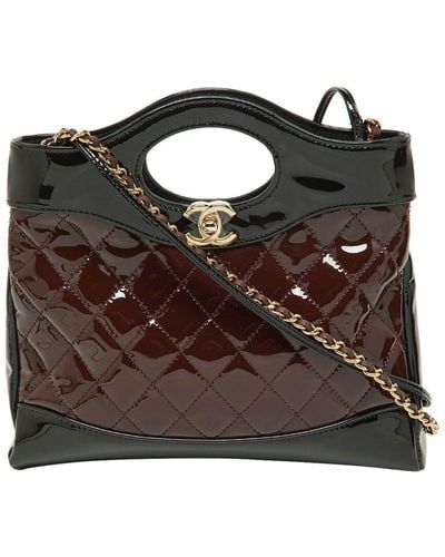 Chanel Quilted Patent Leather Mini 31 Shopping Tote (Authentic Pre-Owned) - Black