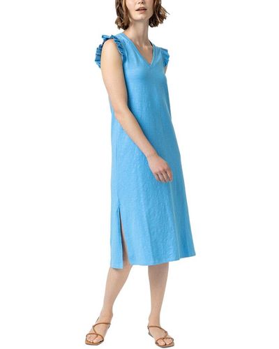Lilla P Ruffle V-neck Midi Dress - Blue
