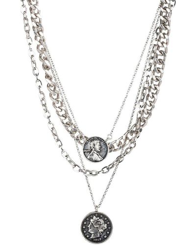 Saachi Plated Coin Layered Necklace - Metallic