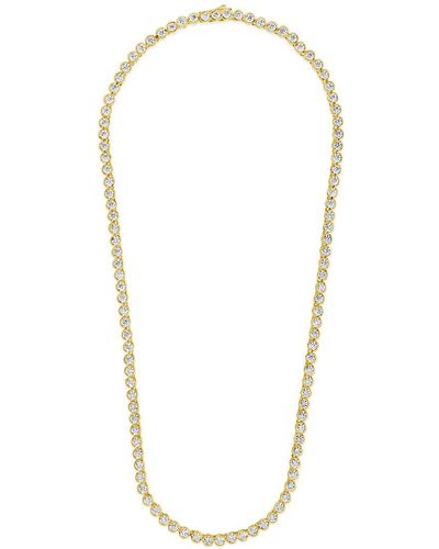 Sterling Forever 14k Plated Cz Helene Tennis Necklace - Multicolour