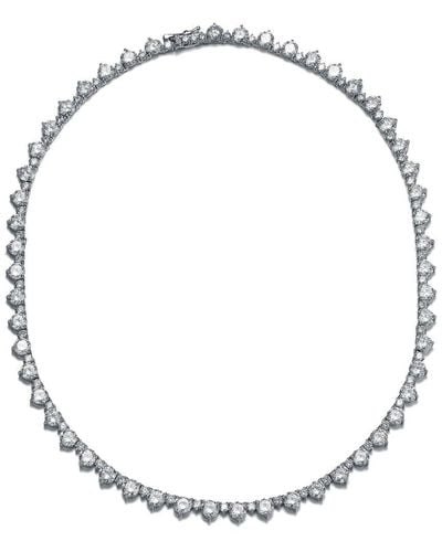 Rachel Glauber Plated Cz Tennis Necklace - Metallic