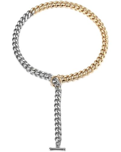 Jane Basch Cool Steel Plated Cuban Link Necklace - Brown