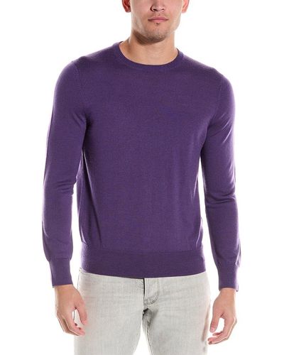 Brooks Brothers Washable Wool Crewneck Sweater - Purple