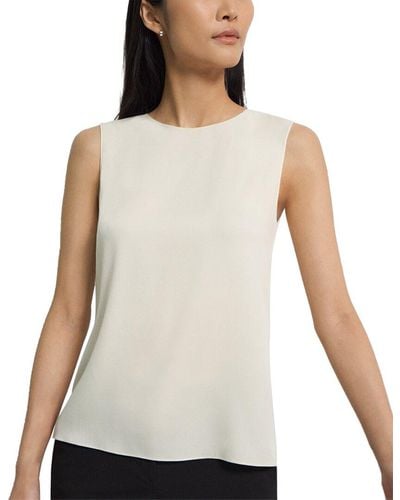 Theory Straight Shell Core Silk-blend Top - Gray