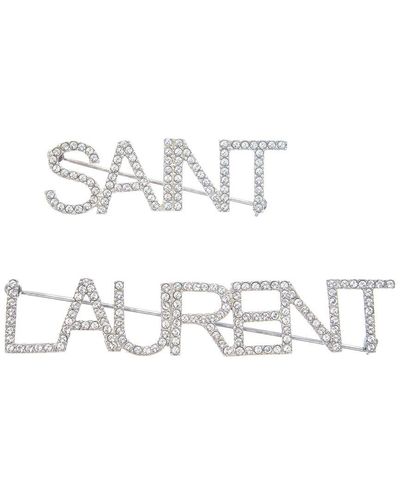 Saint Laurent Crystal Brooches - White