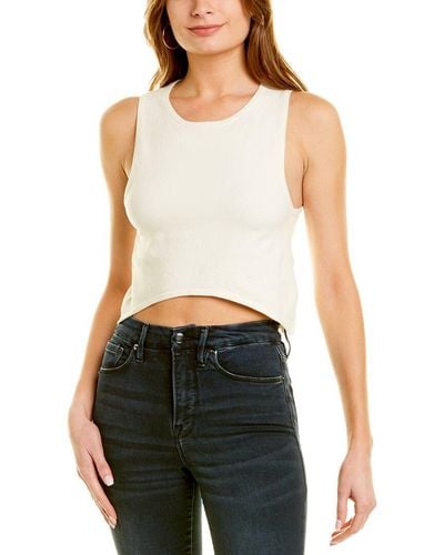 GOOD AMERICAN Cut In Cropped Sweater - White