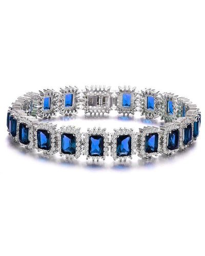 Genevive Jewelry Silver Cz Tennis Bracelet - Blue