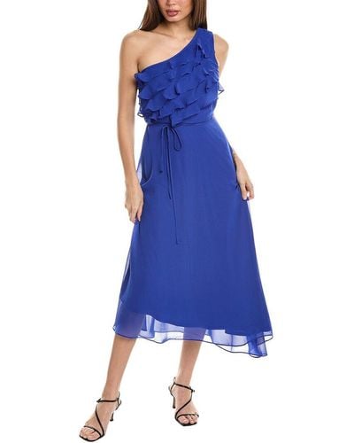 Maison Tara One-shoulder Midi Dress - Blue