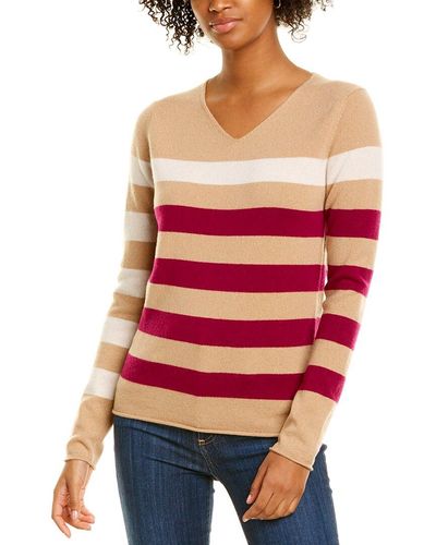 Kier + J Kier + J Striped Cashmere Sweater - Red