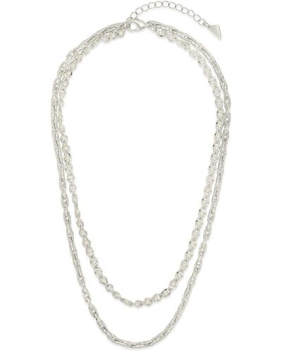 Sterling Forever 3mm Pearl Amedea Chain Layered Necklace - White