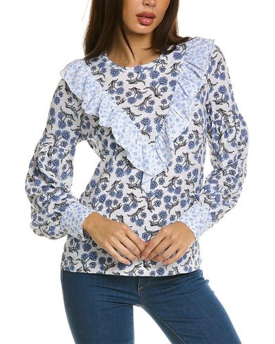 Goldie Ruffle Blouse - Blue