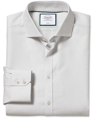 Charles Tyrwhitt Non-Iron Ludgate Weave Cutaway Classic Fit Shirt - Gray