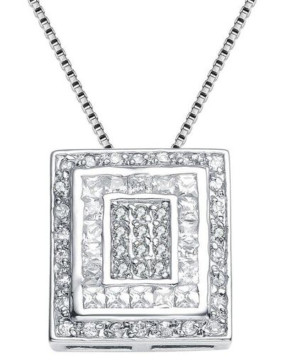 Genevive Jewelry Silver Cz Pendant - White