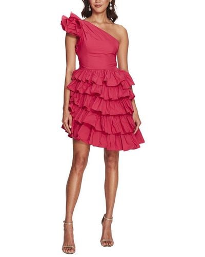 Marchesa One-Shoulder Mini Dress - Red