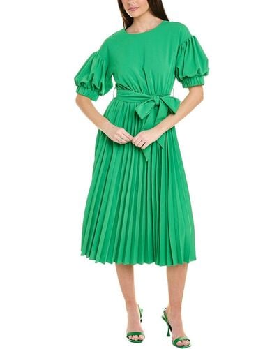 Gracia Puff Sleeve Midi Dress - Green