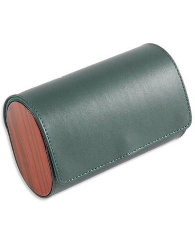 Bey-berk Radford Leather Two-Watch Case - Green