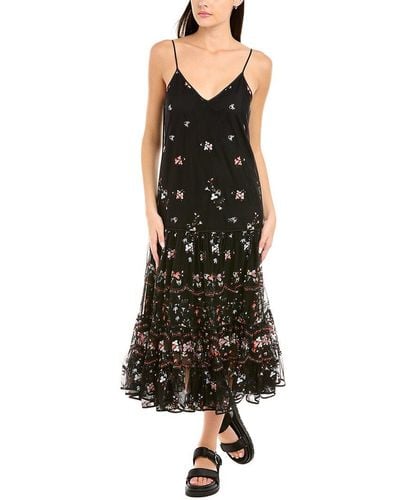 Tory Burch Embroidered Tulle Dress - Black
