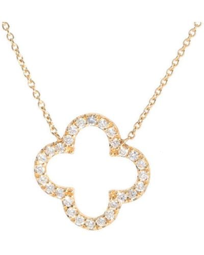 Nephora 14k 0.10 Ct. Tw. Diamond Clover Necklace - Metallic