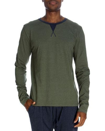 Unsimply Stitched Contrast Crewneck Shirt - Green
