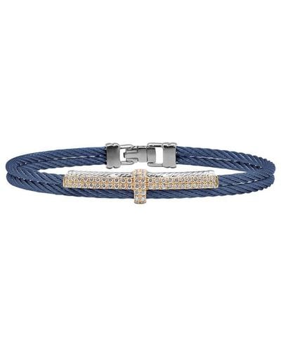 Alor Classique 18k Rose Gold 0.51 Ct. Tw. Diamond Cable Bangle Bracelet - Blue