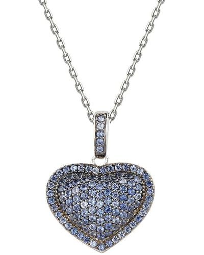 Suzy Levian Silver 0.02 Ct. Tw. Diamond & Sapphire Pendant - Blue