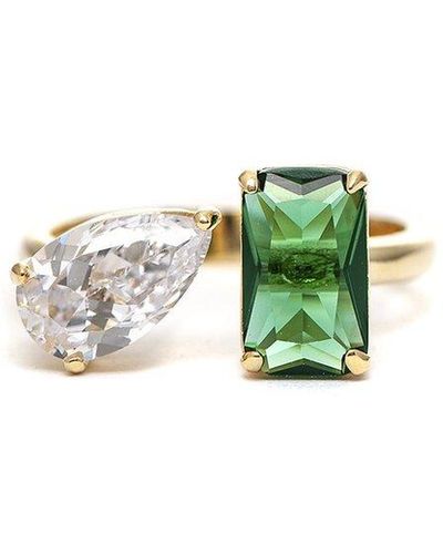 Rivka Friedman 18k Plated Cz Ring - Green