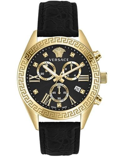 Versace Greca Chrono Watch - Black