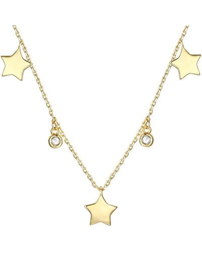 Rachel Glauber 14k Plated Cz Star Charm Necklace - Metallic