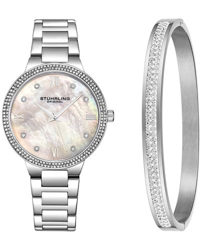 Stuhrling Symphony Watch & Bracelet - White