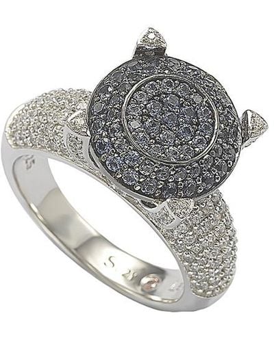 Suzy Levian Silver Pave Blue Cz Ring - Gray