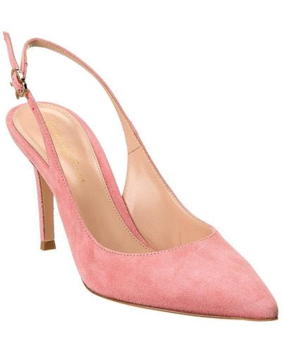 Gianvito Rossi Ribbon Sling 85 Suede Pump - Pink